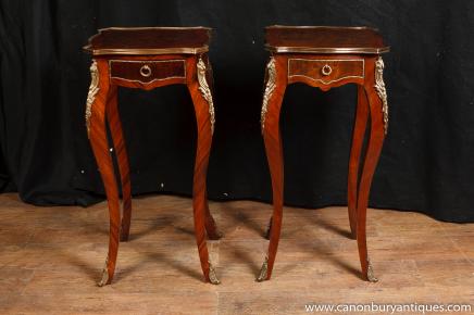Pair French Empire Pedestal Side Tables Stands Kingwood